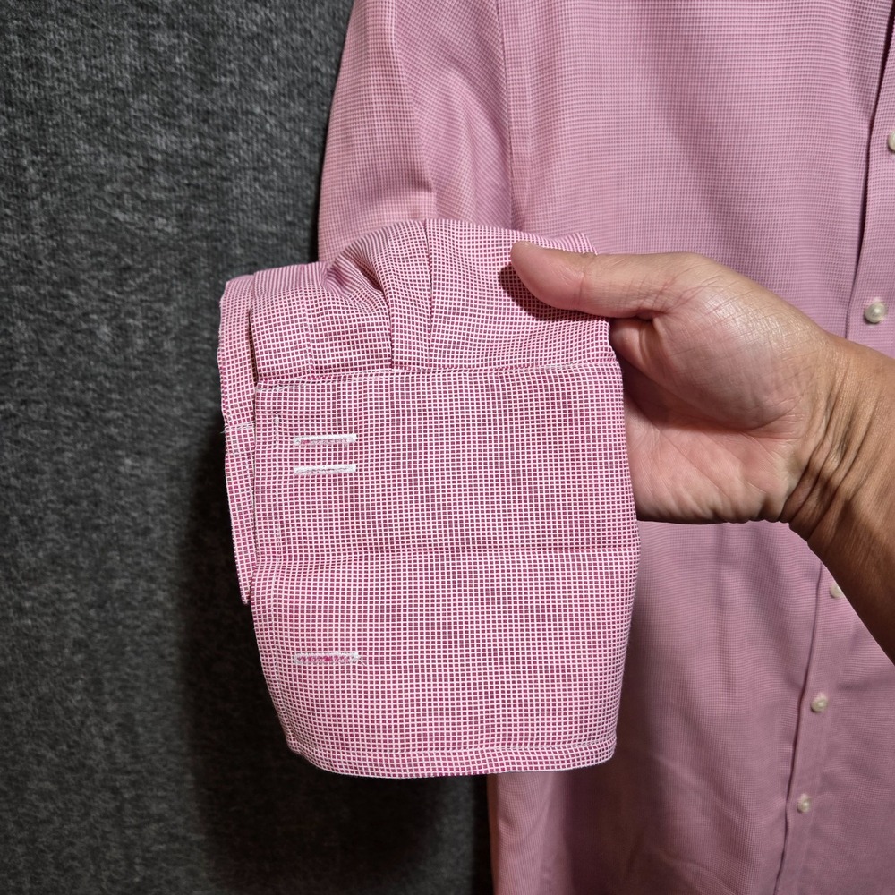 Charles Tyrwhitt Dress Shirt Red White Check Non Iron Extra Slim 16 / 34 French - Picture 4 of 11